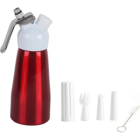250ml Rouge Aluminium Portable Distributeur de Crème Chantilly Fouet à Dessert (1/5)