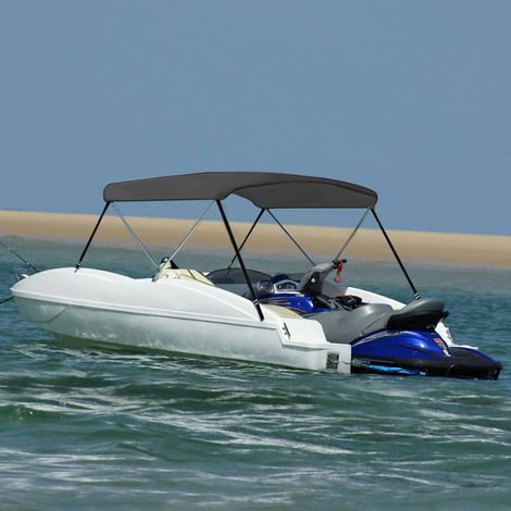 Auvent bimini à 2 arceaux pour Bateau - Bâche pour Bateau Anthracite 150x120x110 cm BV227662 - BonneVie (1/5)