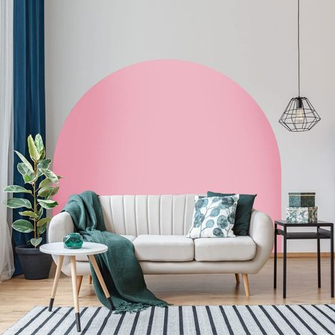 Autocollant Lit Tête de Lit Arche Stickers Muraux Papier Peint Demi Cercle pour Décoration Salon et Chambre L200 x H150 cm Rose Poudre (1/5)