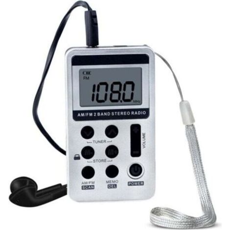 HanRongDa HRD-103 AM/FM 2-Band-Radio, tragbarer Stereo-Empfänger mit Kopfhörern, LCD-Bildschirm und Akku
