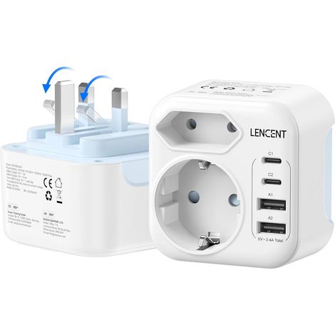 Adaptateur Prise Anglaise Adaptateur Prise Irlande avec USB C Prise Angleterre Londres Adaptateur Voyage Chargeur Type G pour UK Dubai Royaumeuni Bretagne Écosse Malaisie Malte Maldives (1/5)