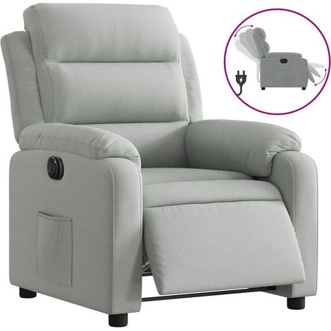 Maison Exclusive - Poltrona Elettrica Reclinabile Grigio Chiaro in Vera Pelle
