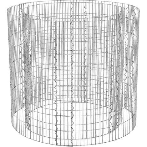 Filiyano-Gabion métallique à crochets spiralés - robuste - argent - 90 x 80 cm (Ø x H) (1/5)