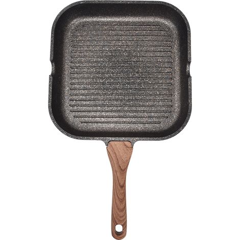 Poêle à griller induction aluminium 24cm - Carrée pour steak, lardons, oignons - Poêle de cuisson pour plaque de cuisson (1/5)