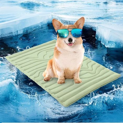Tappetino rinfrescante per cani - Portatile - 91x58cm - Cuccia estiva per cani - Antiscivolo - Lavabile - Verde - M (1/5)