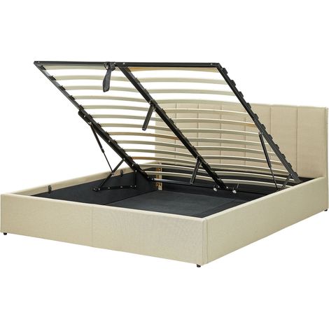 Ottoman Bed Fabric DREUX 160 x 200 cm (EU King Size) Beige