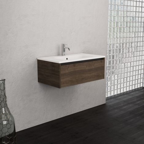 Inda - Meuble de salle de bain 1 tiroir L.80 avec vasque mate / (1/5)