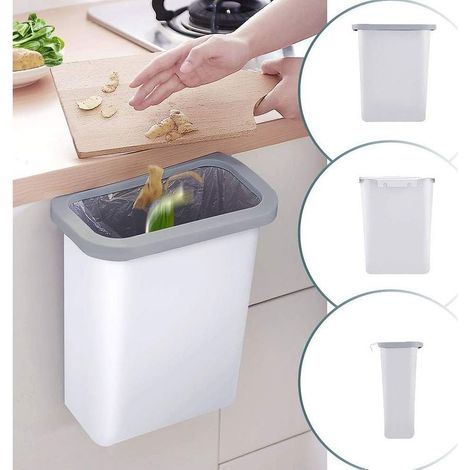 Kitchen Poubelle 10L Wall Mounted pour Voiture Bureau à Domicile Cuisine Can (Blanc)-Fei Yu (1/4)