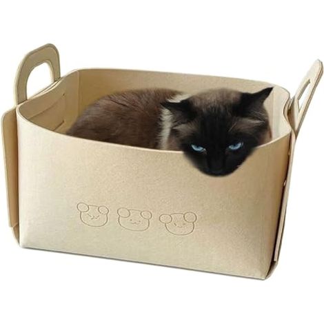Grand lit en feutre doux et pliable pour chat, pour dormir, griffer, jouer à la sieste, se reposer (beige) (1/5)