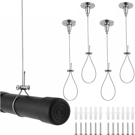 4 Pièces Support Tringle Plafond Support De Tringle De Douche À Fixations de Plafond Acier Inoxydable Supports de Plafonds pour Placard Réglables 1.5 m pour Tringles Droites Courbées en L & U (1/4)