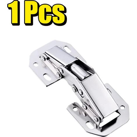 (1 pièce) Charnières de porte de placard en acier à 90 degrés, sans perçage, avec amortisseur, pour meubles de cuisine et d'armoires. (1/5)