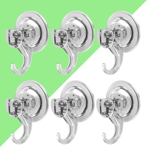 Ganci a ventosa rimovibili, robusti e impermeabili, adatti per bagno, cucina e uso domestico in generale, confezione da 6 pezzi. (1/5)
