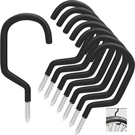 Crochet de vélo 8 pièces, support de vélo adapté à une utilisation polyvalente, à visser, pour abri, garage, jardin, revêtement plastique pour support mural/plafond (1/5)