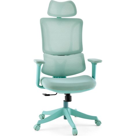 Chaise de bureau / Fauteuil pivotant Ergomy Colore 3D tissu maille / Assise tissu sauge mybuero (1/5)