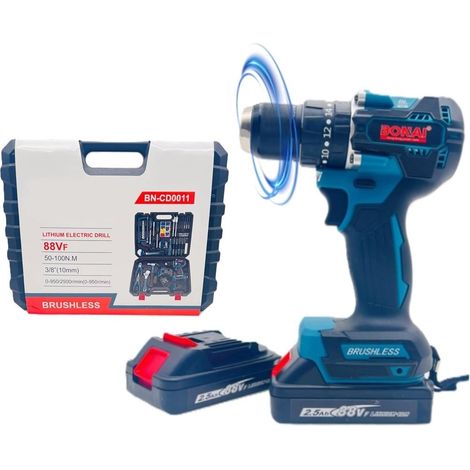 TrAdE Shop Traesio - Set Trapano Elettrico Avvitatore A Batteria 2 Velocità Punte Borsa Attrezzi 2 Batterie - (1/5)