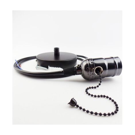 Light Holder, Support De Lampe De Suspension E27 Vintage avec Base à Lampe pour ChaîNe à Tirette MontéE Au Plafond(Noir Perle) (1/5)