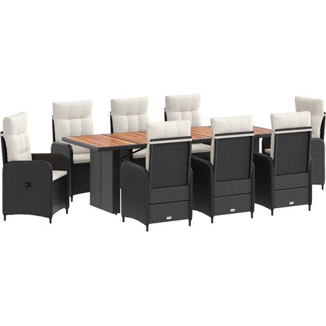 Maison Exclusive - Set da pranzo per esterni 9 pz Nero e Bianco Crema polyrattan (1/5)