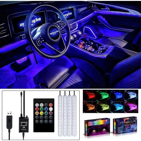 Éclairage d'ambiance RF pour voiture, éclairage d'ambiance à commande vocale sous les pieds, bande lumineuse décorative LED pour voiture (1/5)