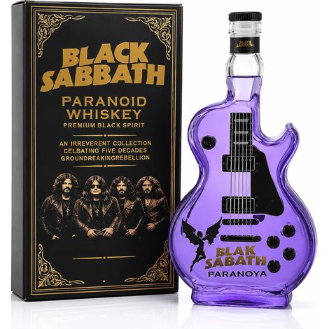 Carafe en verre en forme de guitare Black Sabbath, 350 ml, violette, pour whisky, décoration de bar rock, cadeau (1/5)