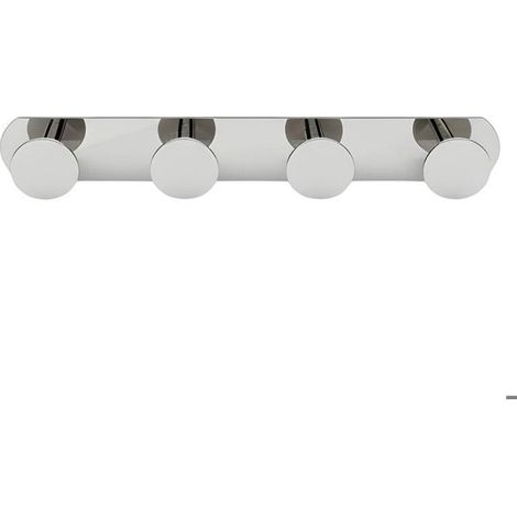 Porte-serviettes mural - AVIZAR - 4 crochets ronds - Inox 304 - Fixation adhésive 3M sans perçage - Long. 29 cm