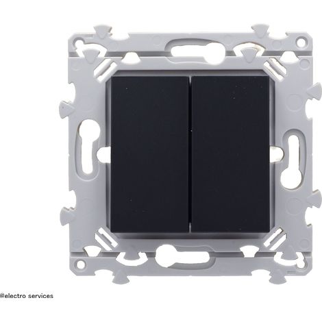 Double Interrupteur ou Poussoir Hager Essensya Finition: Anthracite