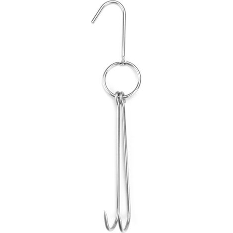 Crochets à viande doubles en acier inoxydable pour rôtir canard, bœuf, oie, dinde, bacon - Cadenas de magasin - Support pour barbecue - Accessoires de cuisine-AquaForge