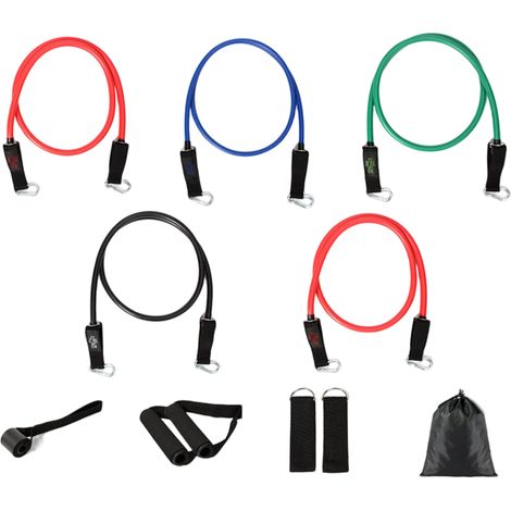 Banda de ejercicio multifuncional, ajustable hasta 75 kg, juego de 11 piezas para fitness en casa y uso con mosquetón. (1/3)