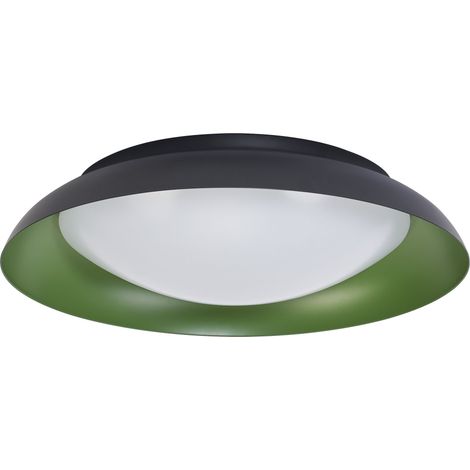 OSRAM Plafonnier LED ORBIS Plate noir-vert, 35 W, 1700 lm, 3000 K, 430 mm, 830 blanc chaud agréable, gradation par clic à 3 niveaux, protection IP20, vis de montage et chevilles incluses
