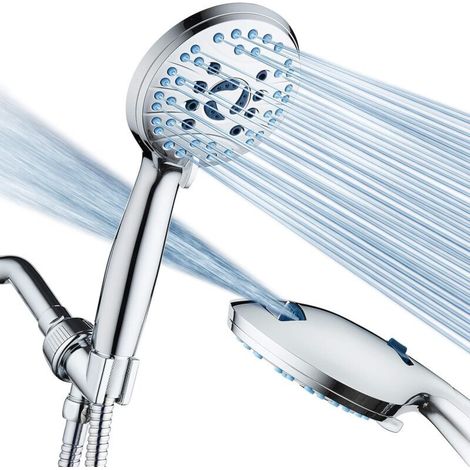 Pommeau de douche de salle de bain à 7 jets - Tube en acier inoxydable de 150 cm (1/4)