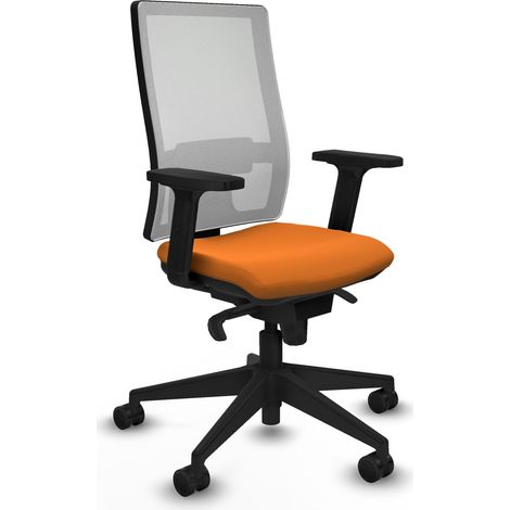 Horna sincro malla blanca similpiel naranja brazos 2D base piramidal  ruedas 65mm nailon (1/5)