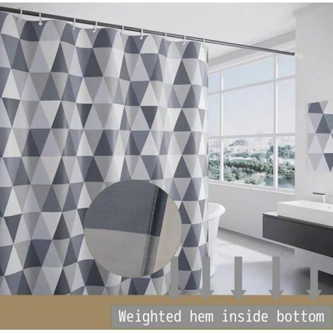 Rideau De Douche - Triangle - 180 X 200 Cm - Anti-moisissure - Lavable En Machine (1/4)