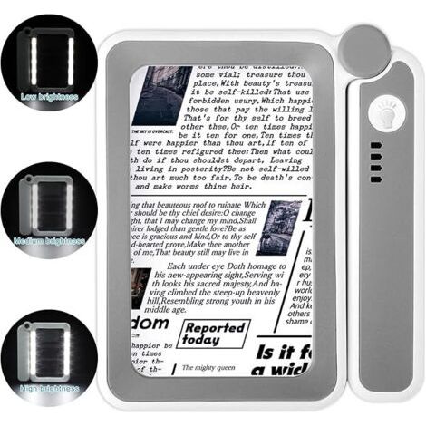 Loupe éclairée – Loupe rectangulaire à LED 4X avec lumière variable, cadeau pour les personnes âgées, les personnes malvoyantes pour lire des livres, des cartes et des petits caractères (1/5)