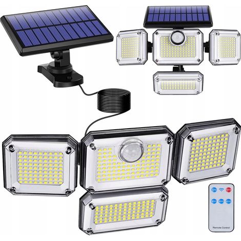 Lampada solare a LED 4 in 1, lampione stradale per esterni, sensore crepuscolare con movimento e telecomando. (1/5)