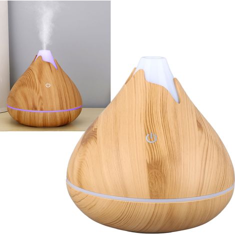 USB-Tischluftbefeuchter mit farbigem Nachtlicht, ideal für Zuhause und Büro, leiser Betrieb, Aromatherapie und Holzoptik. (1/5)