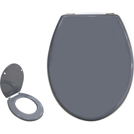 Couvercle Universel De Siège De Toilette En Bois Mdf Charnières En Acier Gris 52985a (1/4)