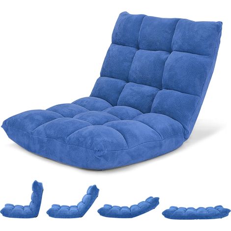 14-Position Adjustable Cushioned Floor Chair-Blue (1/5)