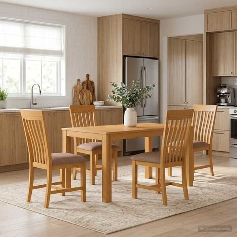 vidaXL Ensemble de salle à manger 5 pc Gris Bois de chêne massif (1/5)