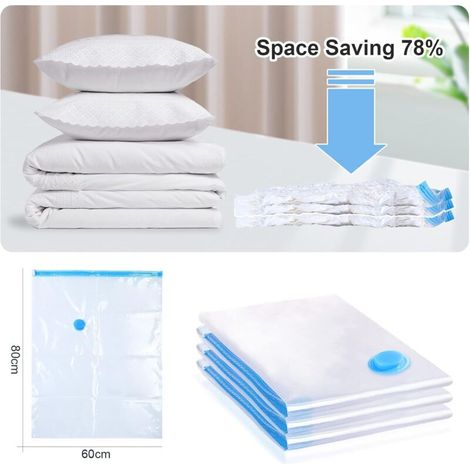 Memkey – Sacs sous vide réutilisables 60 x 80 cm – Lot de 3 – Matériaux multicouches étanches – Réduit l'espace de stockage jusqu'à 80%