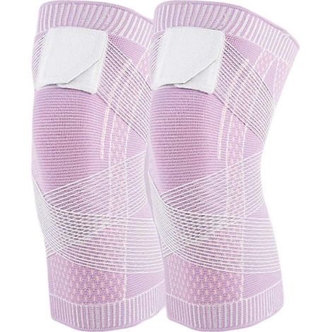 Genouillère de sport élastique et respirante en nylon pour le fitness et la course à pied (rose XXL) (1/5)