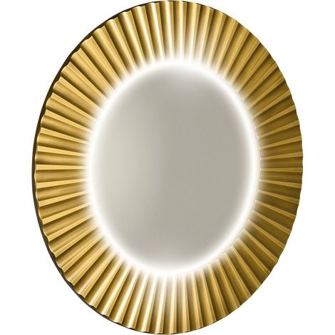Miroir rond PRIDE STRIP avec éclairage LED dans le cadre dia. 75 cm, or (1/4)