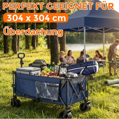 Chariot pliant de jardin 130x57,5x116 cm en acier bleu, grande capacité, gain de place – MEUBLIV (1/5)