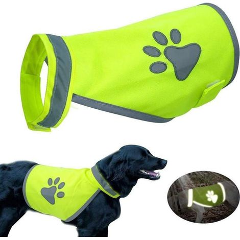 Reflektierende Hundesicherheitsweste, gut sichtbare Kleidung für kleine und große Hunde, Sicherheitsgeschirr-Jacke mit Pfotenabdruck für Wanderungen und Spaziergänge im Freien, m