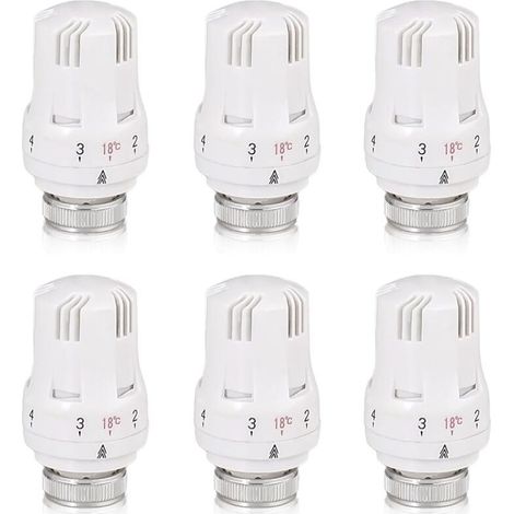 Têtes de robinet thermostatiques pour radiateur - Lot de 6, M30 x 1,5 pour la maison et le bureau (1/4)