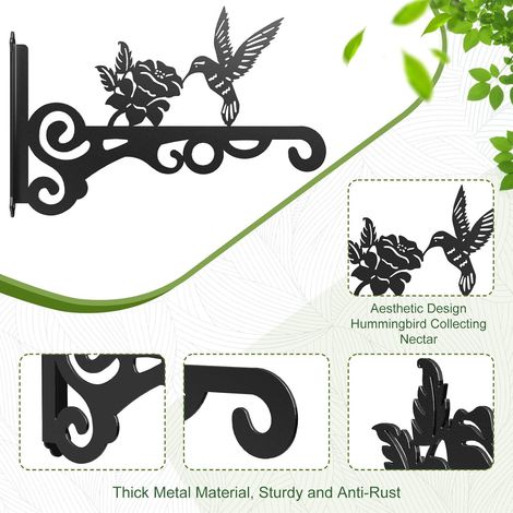 Lot de 1 Supports Muraux en Fer pour Plantes et Mangeoires à Oiseaux, Crochets pour Balcon . (1/4)