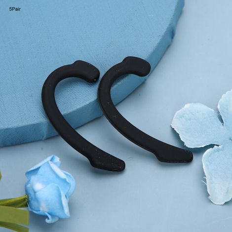 5 Paires de Crochets d'Oreille en Silicone pour Masque, Confortables et Anti-Dérapant, Réutilisables (Noir) (1/5)