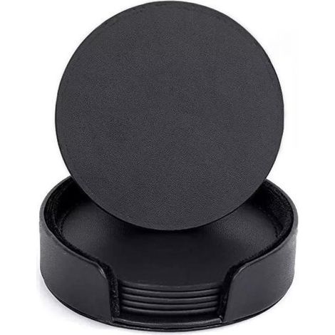 Set of 6 leather coasters for glasses (1/4)