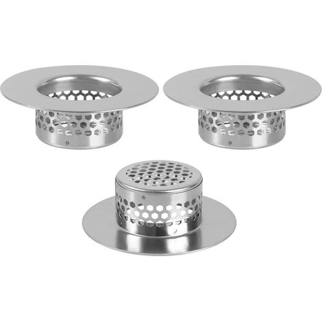Set di 3 filtri per scarico lavello in acciaio inox, filtro per lavello da cucina, filtro per scarico bagno, filtro per capelli per doccia, vasca da bagno, cucina, diametro 2,5-4,3 cm (1/5)