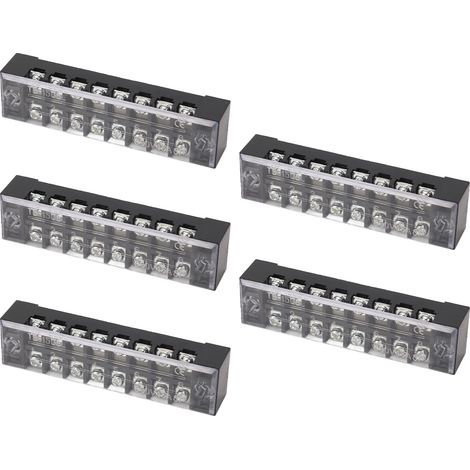 Jeu de 5 borniers 8 positions en PC ignifuge, barrette de connexion à vis 15A 600V (1/5)