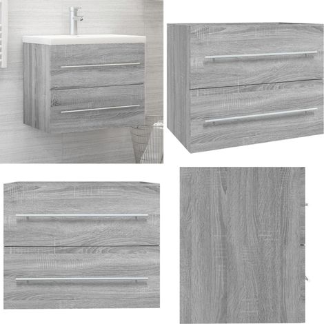 Mobile Lavabo Grigio Sonoma 60x38,5x48 cm in Legno Multistrato - Lavabo in legno - Mobile da bagno