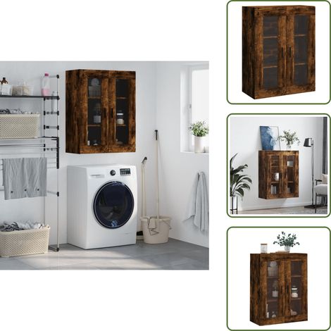 Armoire murale chêne fumé 69,5x34x90 cm - Armoire Murale - Meuble Rangement - Armoire Suspendu - Buffet - Étagère Murale (1/5)